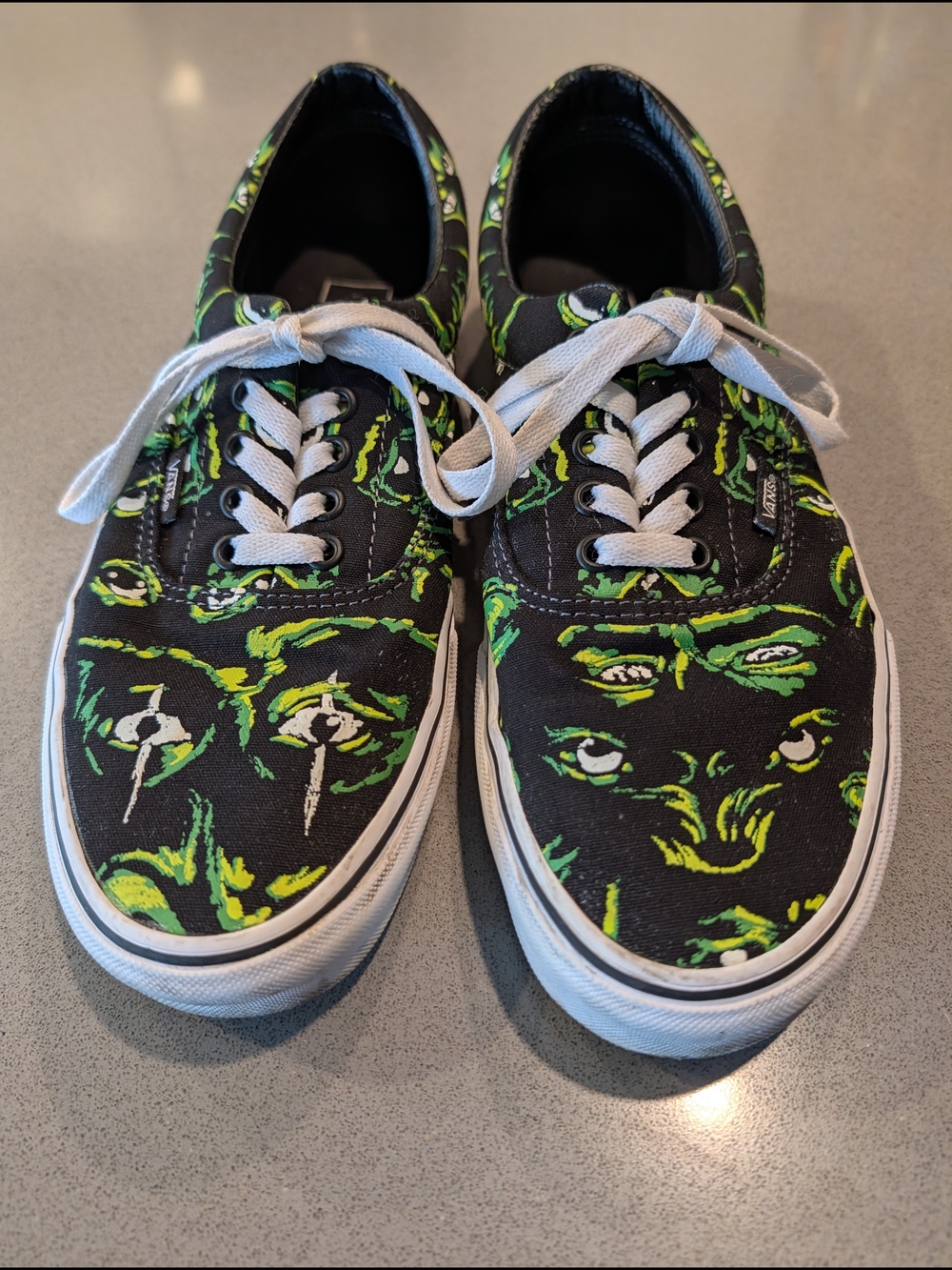 Vans Era Eyes In The Dark Black Canvas Low-Top Sneakers with Neon  Green Graphic